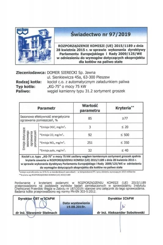 Świadectwo nr 97-2019